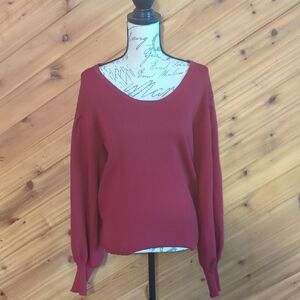 City Chic Deep Red Scoop Neck Sweater